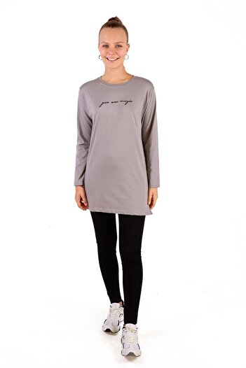 Rays 3158 Model - You Are Magic Printed Gray Long Sleeve T-Shirt