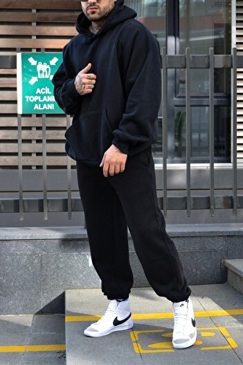 ruNadeS Ανδρικό Σετ Φούτερ με Τσέπη Καγκουρό Soft Oversize - Home Wear