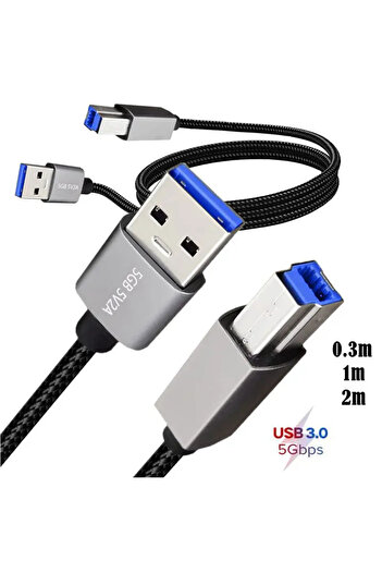 Choice كابل بيانات طابعة USB 3.0 عالي السرعة بطول 0.3 متر، من النوع A ذكر إلى B ذكر، منفذ مربع AM/BM، حافظة قرص صلب محمول D