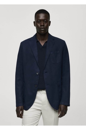 MANGO Man Slim-Fit Linen-Cotton Blend Blazer Jacket