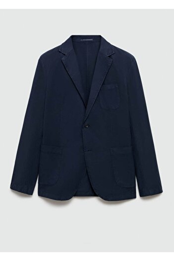 MANGO Man Dar kesim keten-pamuk karışımlı blazer ceket