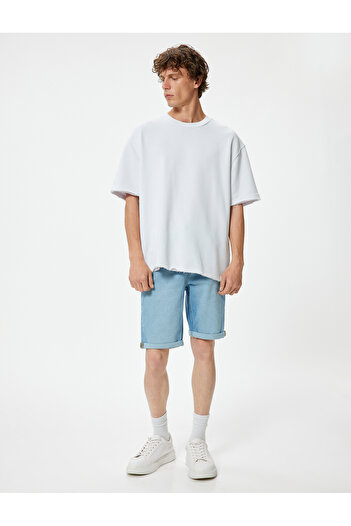 Koton Džínové šortky bermudského střihu Slim Fit - manžeta a detail knoflíků