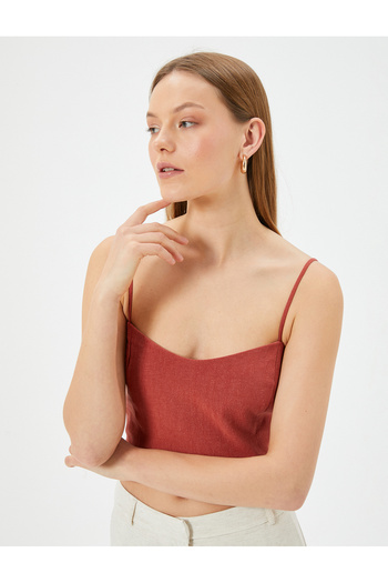Koton Linen Slim Fit Crop Bustier - Strappy