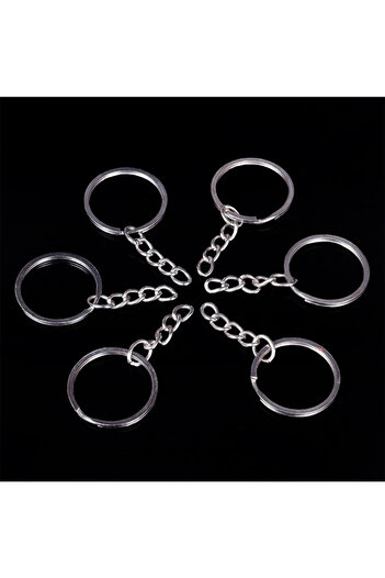 Choice 5pcs Hama Bead Accessories Metal Keychain with Chain Flat Double-layer Key Ring Hanging Ring Diy Acc