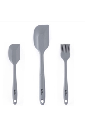 Tantitoni Grey Colored 3-Piece Silicone Spatula and Brush Set (Elvin Home Concept)