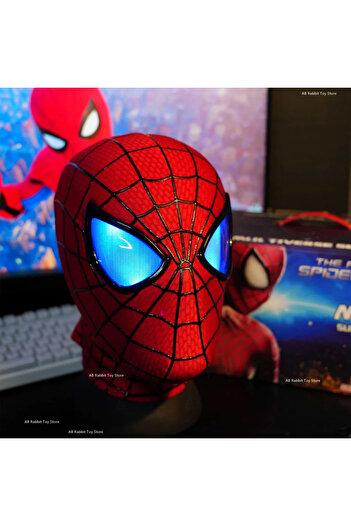 BANDAI with box Ring control New The Amazing Spider-Man Headgear Movable Mask Helmet Electric Ring Control