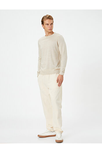 Koton Knitwear Sweater Crew Neck Textured Slim Fit Long Sleeve