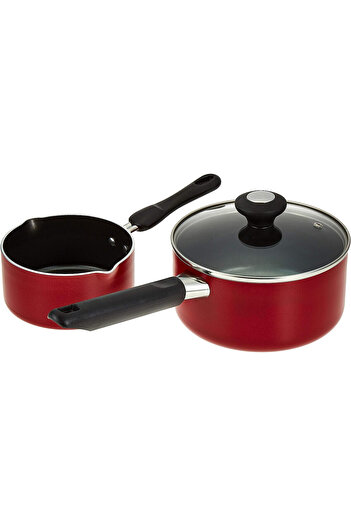 Prestige Classique 16 Piece Cookware Set | Saucepan and Casserole Set with Glass Lid | Color Red