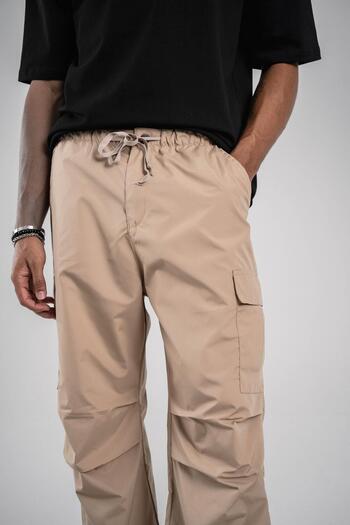 NOMARC Cream Parachute Fabric Cargo Pants