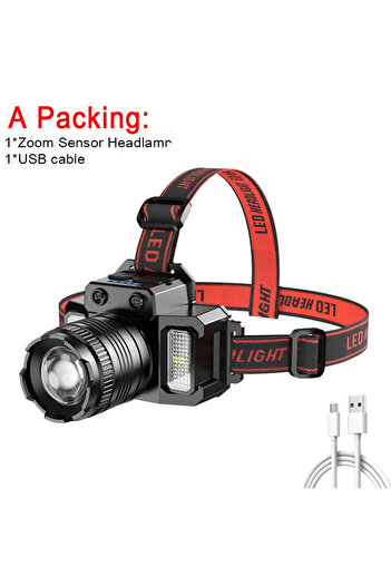 Choice 07TD-package A LED Sensor Headlamp Camping Search Light Head Flashlight Rechargeable Powerful Head L