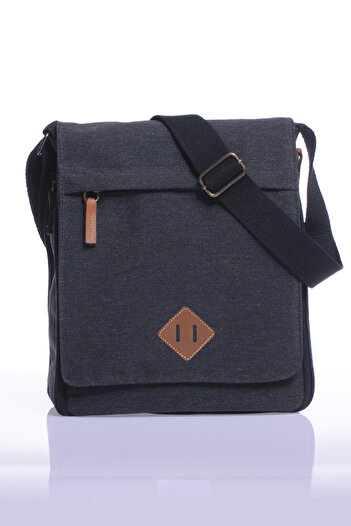 By Hakan Gk14 Canvas Postman Vertical Crossbody Bag Black