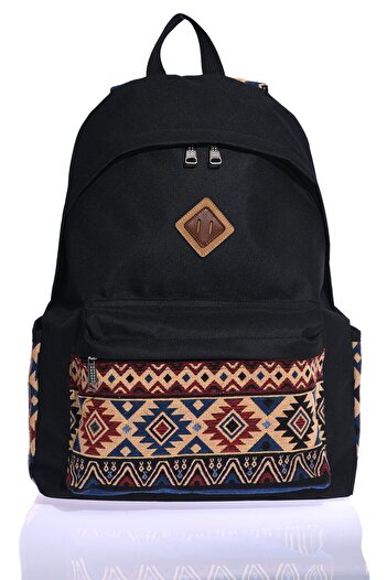 By Hakan Gk54 School Bag Backpack Daily Trip Sports Travel Holiday Multi-Compartment Laptop Compartment Rug Pattern Black