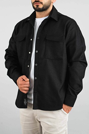 bombe Férfi fekete szezonális alkalmi búvárfedő sportkivágású kabát Snap Jacket ing