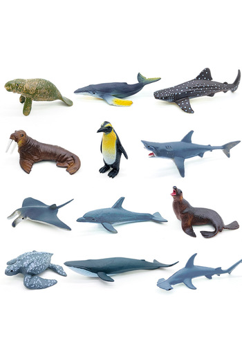 Choice 12pcs a set(in bag) 12pcs/set Plastic Simulated Sea Life Toy Model Realistic Marine Animals Whale Sh