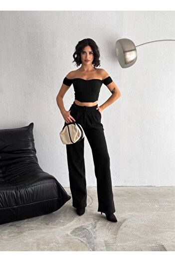 winmoda High Waist Maxi Women's Stitched Trousers - Wide Leg Baggy