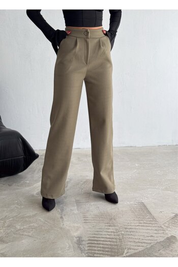 winmoda High Waist Maxi Women's Stitched Trousers - Wide Leg Baggy
