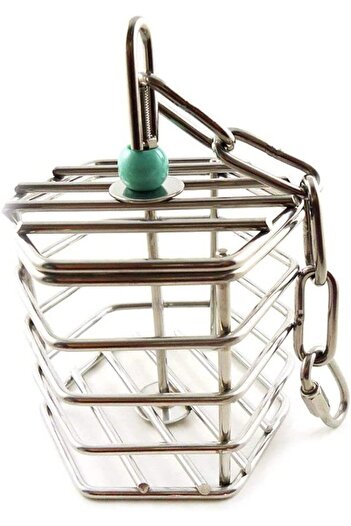Choice WHITE Stainless steel forager puzzle foraging cage fruit blue bird toy parrot bite toy