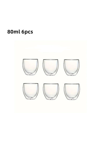 Choice 80ml 80ML 6pcs 6pcs Double Wall Glass Cup 80ml Cute Mugs Coffee Cups Drinking Glasses for Drinks Per