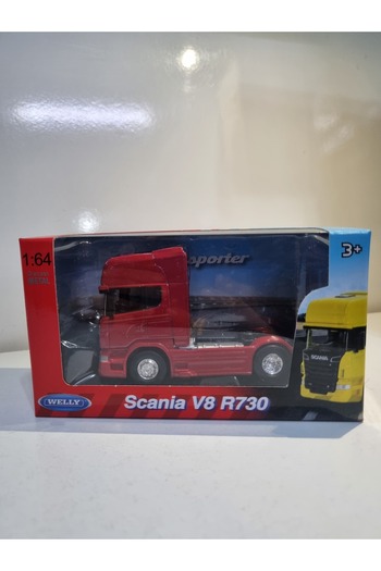 Hepsilazım Kırmızı Diecast Model Araç 9 Cm Scania V8 R730 Metal Çekici Oyuncak Tır Kafa