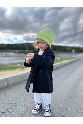 favorimkids Black Stamped Baby Kids Coat