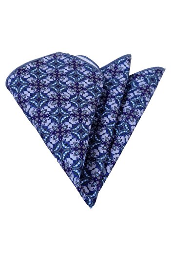 Exve Exclusive Blue Pattern Printed Collar Handkerchief
