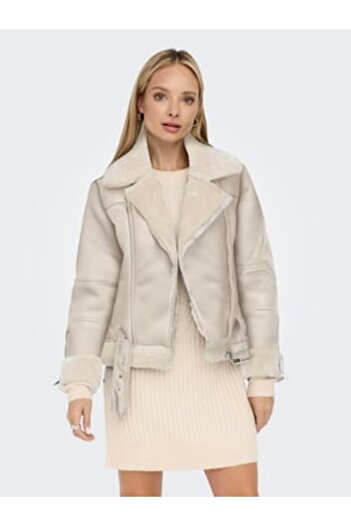 ONLY Onlagnete Faux Leather Biker Jkt Otw Palton crem pentru femei - 15260002