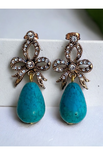 FAYRA ACCESSORIES Amazonite Bow Figure Natural Stone Earrings
