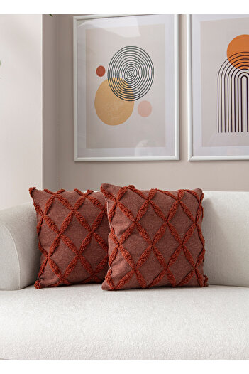 SWITA Linen Fabric Double Polka Dot - Throw Pillow Cover 43X43 Tile