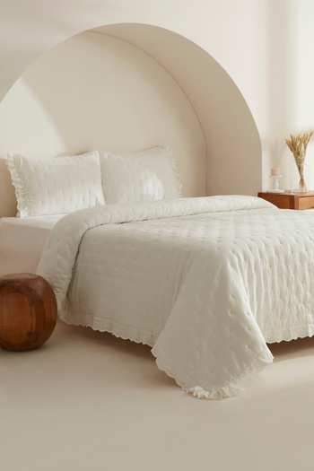 Karaca Home Aurora White Double Bedspread Set