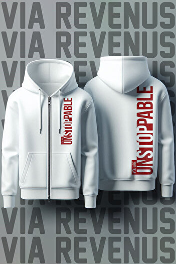 Vordevia You Are Unstoppable Front and Back Printed Unisex Zippered Hooded Sweatshirt Cardigan