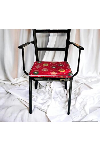 DÜŞLER EV TEKSTİLİ 40*40 Red Gift Bow Patterned Christmas Chair Cushion