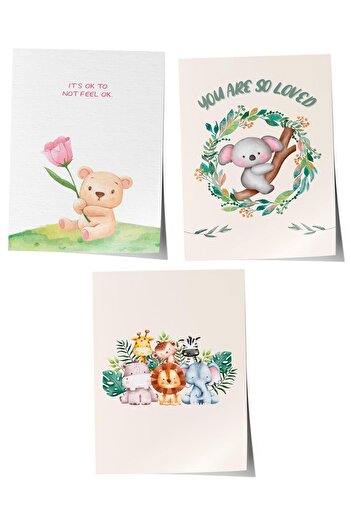 Postifull Baby Room Painting Set of 3, Baby Room Wall Decor, Kids Room Decor, Frameless Poster