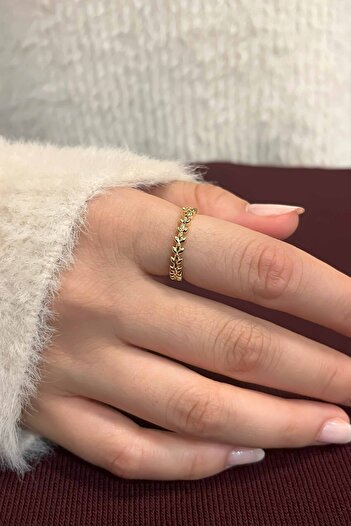 TREND COLLECTİON Zirkon Taşlı Gold Zarif Ayarlanabilir 3'lü Minimal Kadın Yüzük Seti