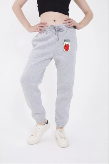 MODA55 Three Thread Elastic Printed Sweatpants - Gray