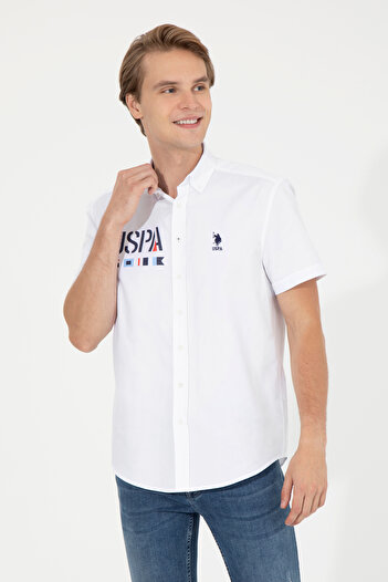 U.S. Polo Assn. Чоловіча біла сорочка з короткими рукавами 50251744-VR013