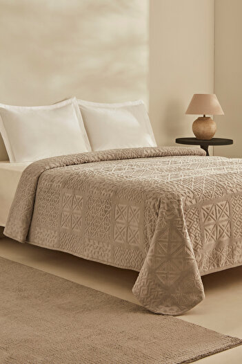 Karaca Home Rita Single Emboss Blanket Light Grey