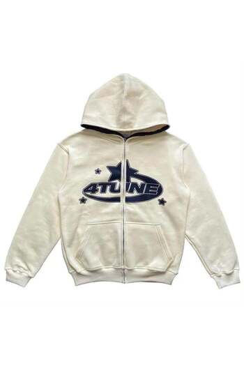 Köstebek 4Tune White Thick Fabric Zippered (Unisex) Hooded Sweatshirt