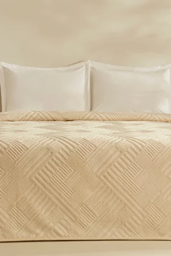 Karaca Home Rita Ecru Emboss Blanket - Double