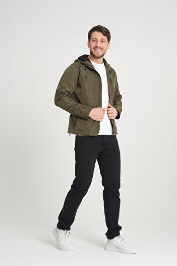Wise Men's Hooded Chest Pocket Mesh Lined Windbreaker