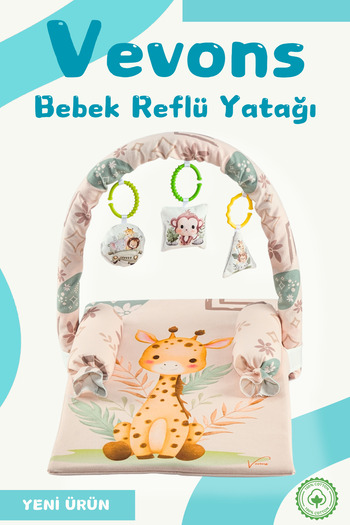 vevons Bebek Reflü Yatağı, Fermuarlı, Yıkanabilir Kılıf, Özel Üretim, %100 Pamuk Kumaş
