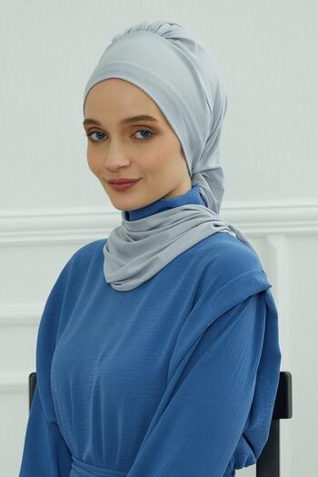 Aisha's Design Combed Cotton Ready-To-Wear Turban, Ht-96, Ht-96, Gray