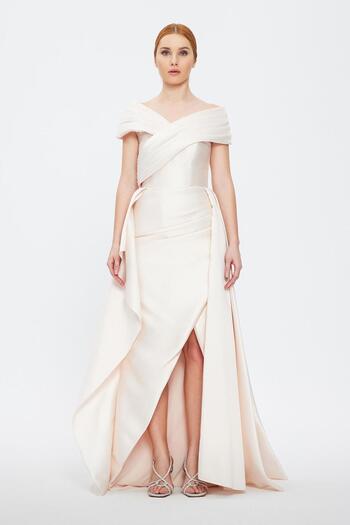 CENGIZ AKTURK Stone Embroidered Slit Long Evening Dress - 1030C