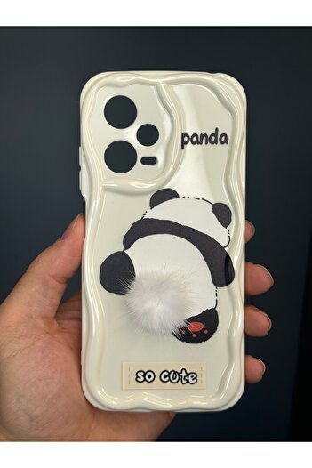 Fibaks Redmi Note 12 Pro 5g Case Designed Patterned Camera Protection Panda White Tassel Silicone Cover