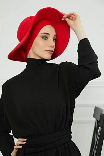 Aisha's Design قبعة قطنية قابلة للإزالة، S-2P، أحمر