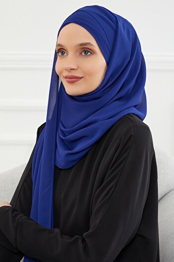 Aisha's Design Πρακτικό σάλι από σιφόν με κλασικό σχέδιο, CPS-15, CPS-15, Saks Blue