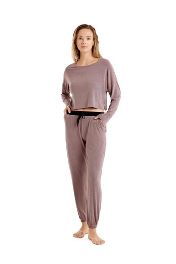 Blackspade Women's Long Sleeve Pink Viscous Pajamas Set C8T7N4O06