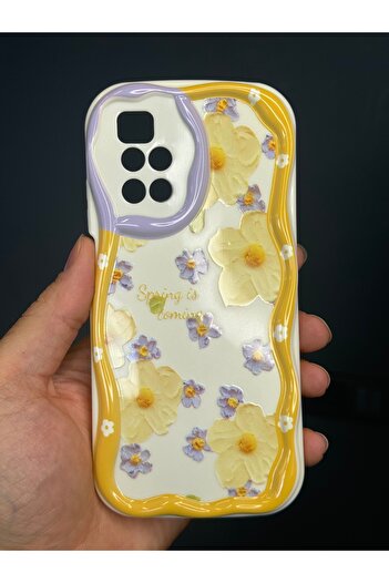 Fibaks Redmi 10 2022 Compatible Case Designed Patterned Camera Protection Daisy Flower Colored Silicone Cover