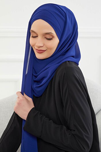 Aisha's Design Πρακτικό σάλι από σιφόν με κλασικό σχέδιο, CPS-15, CPS-15, Saks Blue