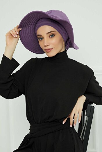 Aisha's Design Αποσπώμενο καπέλο από χτενισμένο βαμβάκι, S-2P, Μωβ