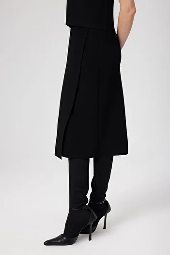 Mısırlı Black Double Breasted Patterned Midi Skirt